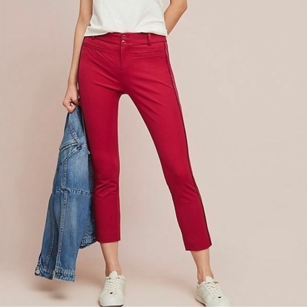 Anthropologie The Essential Slim Women’s Cropped Trouser Pants Red Size 14